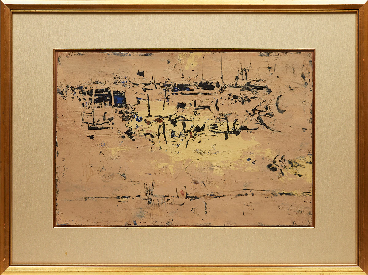 Edmund Alleyn, Abstraction, oil on paper, 1961