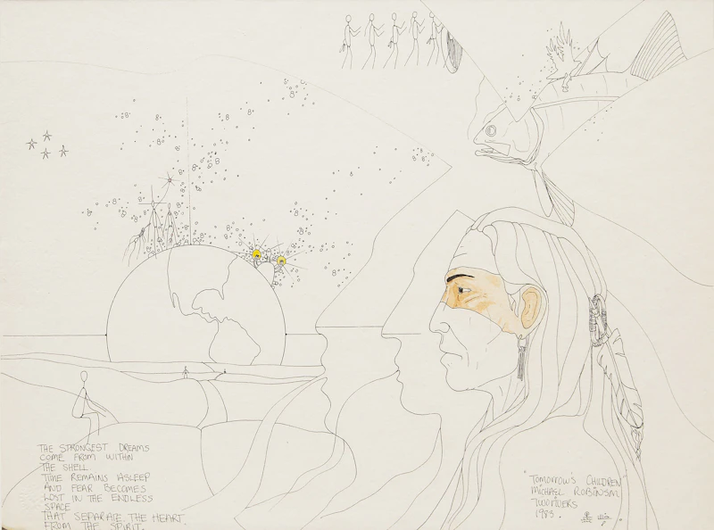 Michael Robinson, Tomorrow’s Children, mixed media drawing, 1983 - view 2