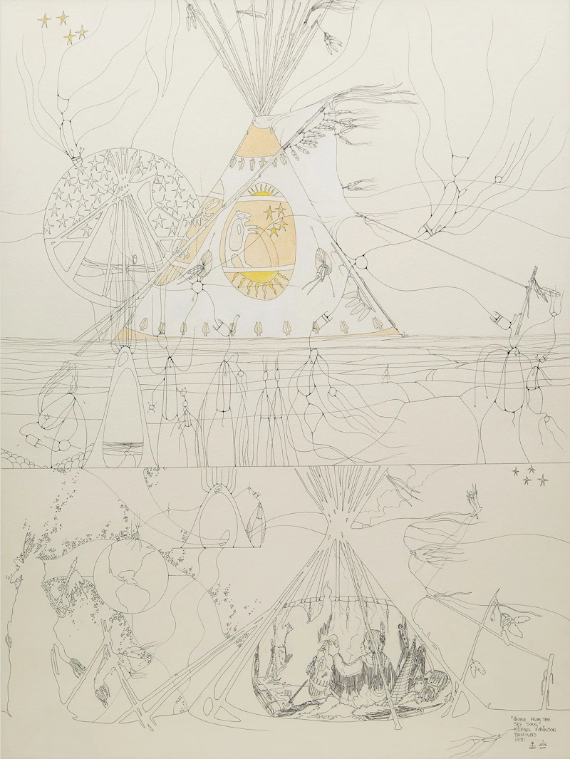 Michael Robinson, People from the Sky Song, mixed media drawing, 1981 - view 2