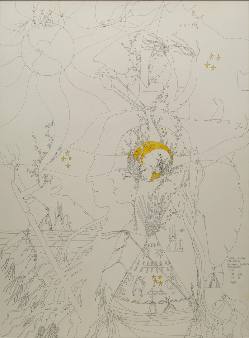Michael Robinson, Father, Mother and Child, mixed media drawing, 1981 - view 2