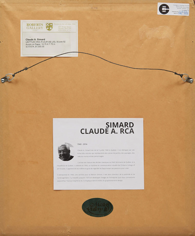 Claude A. Simard, Iris, acrylic on paper - view 3