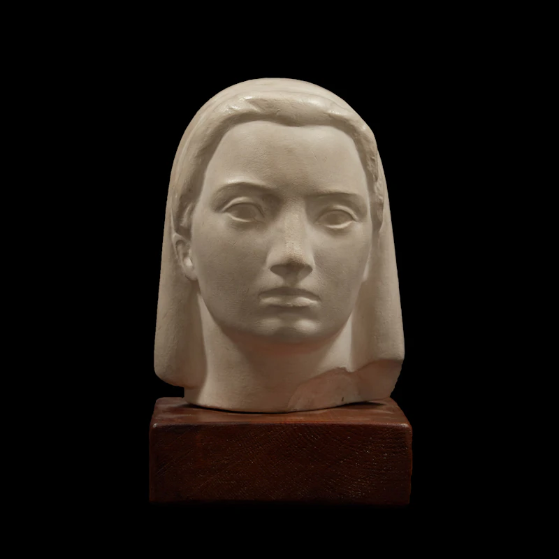 Florence Wyle, Justice, plaster bust on a wooden base, circa 1957 - view 3