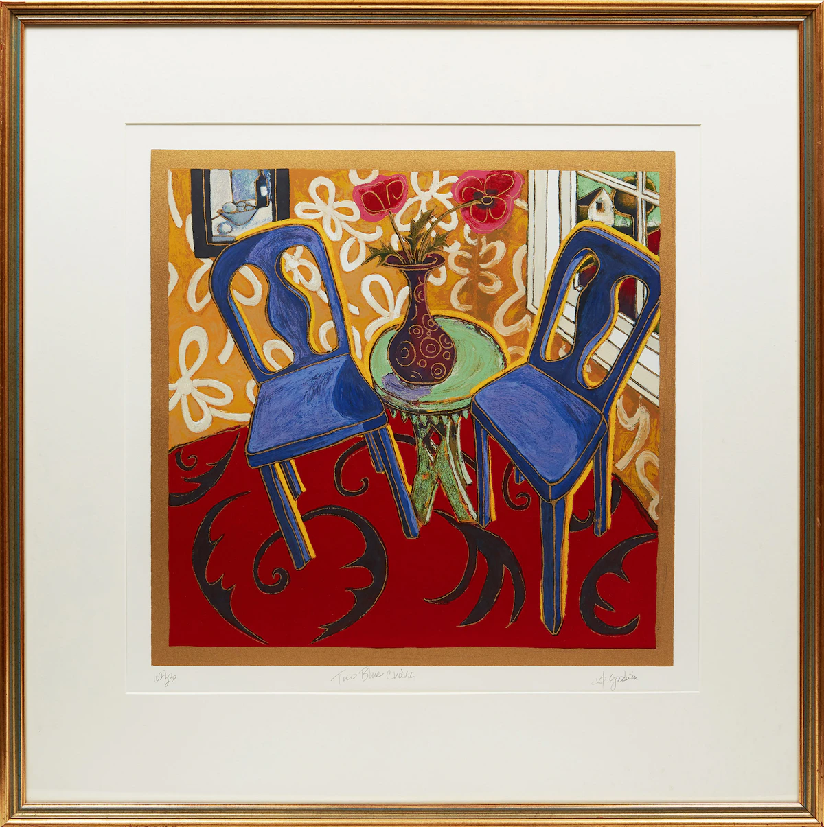 Alison Goodwin, Two Blue Chairs, serigraph