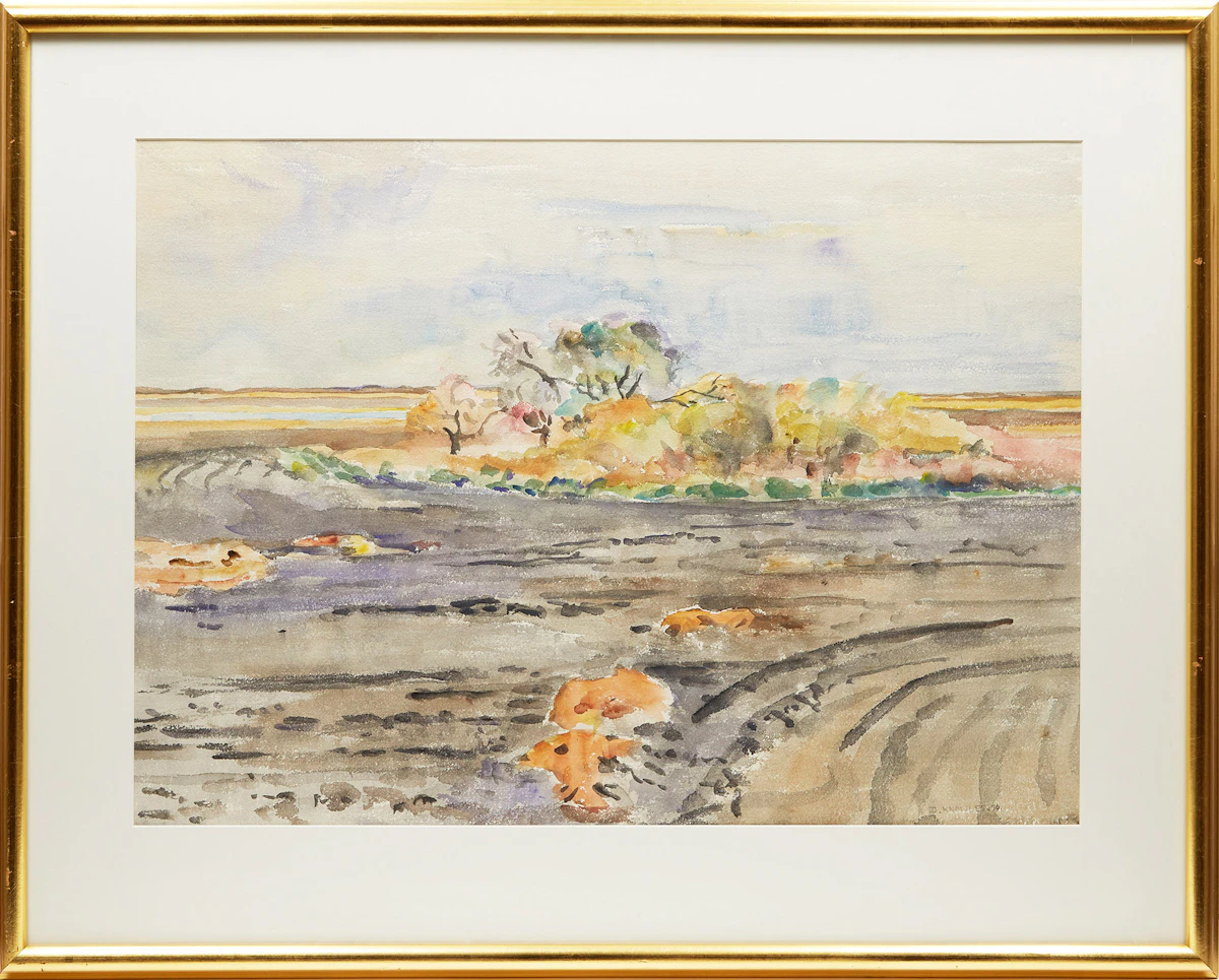 Dorothy Elsie Knowles, Shoreline Landscape, watercolour, 1976