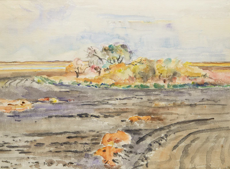 Dorothy Elsie Knowles, Shoreline Landscape, watercolour, 1976 - view 2