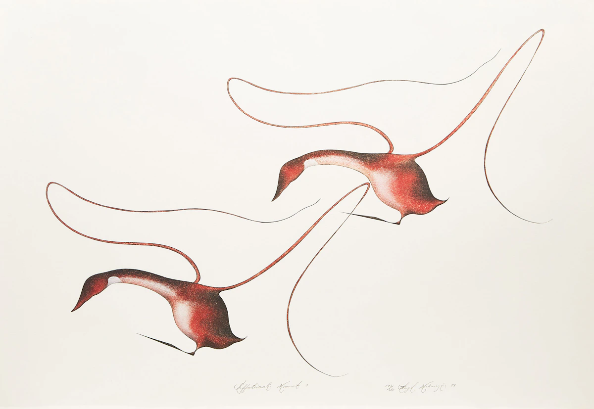 Hugh McKenzie, Effectionate Moment #1, colour serigraph, 1979