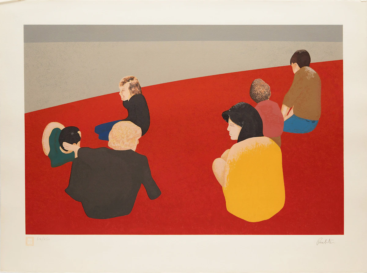 Charles Pachter, Six Figures in a Landscape, colour serigraph