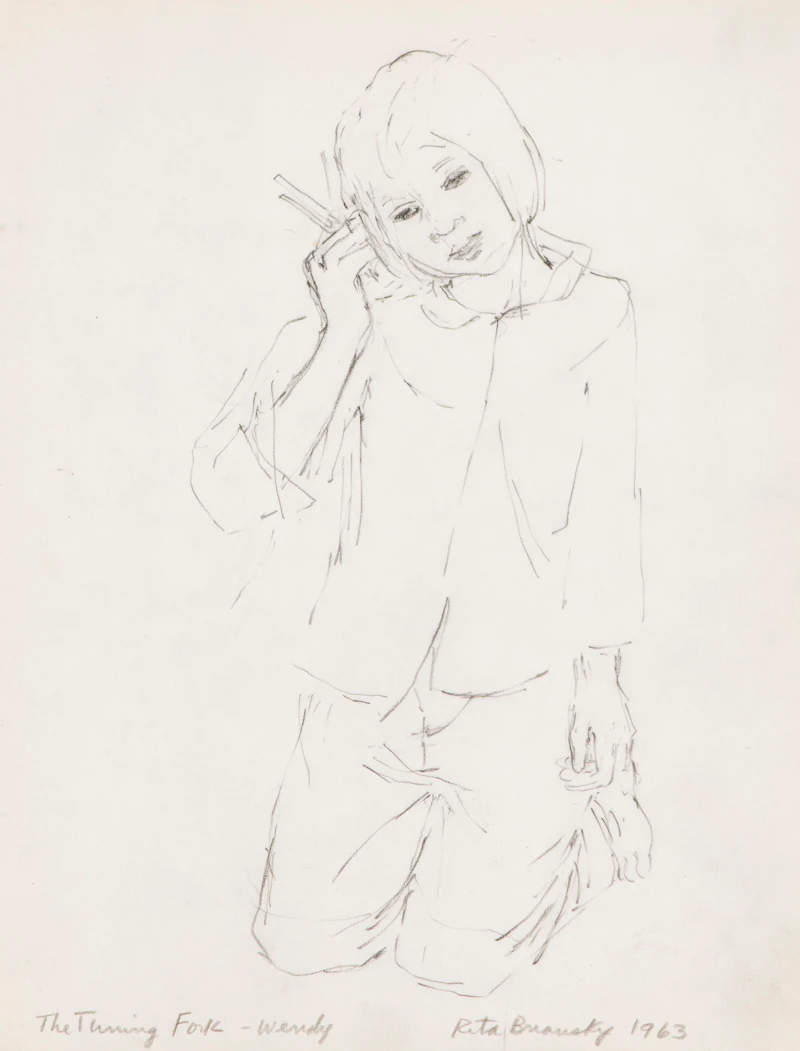 Rita Briansky, Joe; Veronica Tennant; After Degas; The Tuning Fork/Wendy; Sleepy Cat, assorted media on paper (5) - view 3