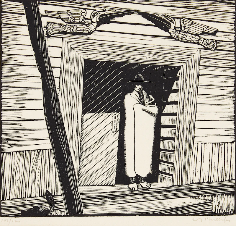 Walter Joseph Phillips, House of the Gulls, Karlukwees, woodblock - view 1
