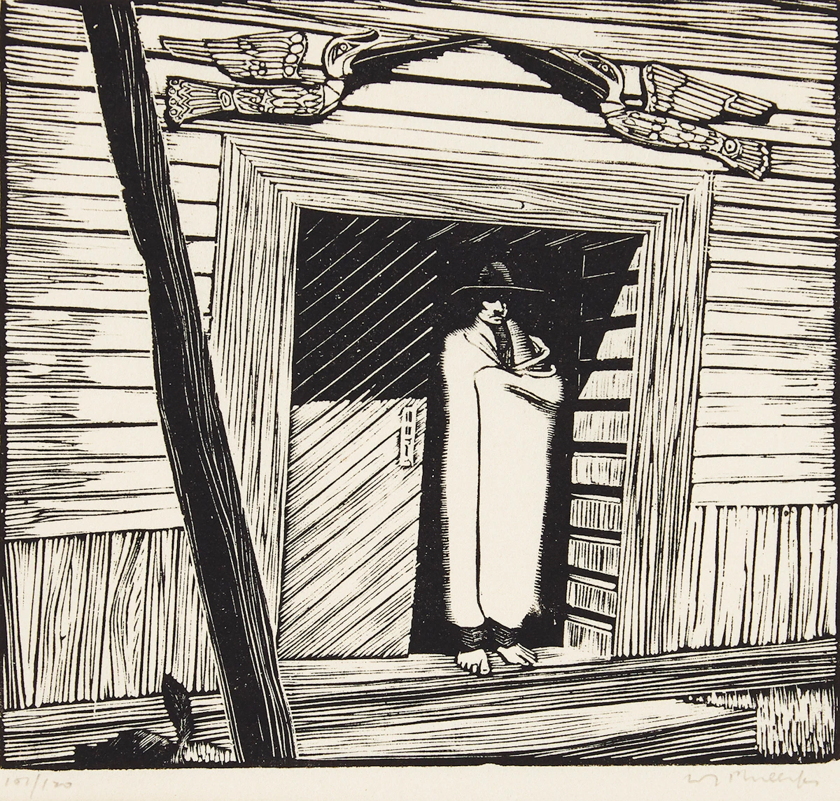 Walter Joseph Phillips, House of the Gulls, Karlukwees, woodblock