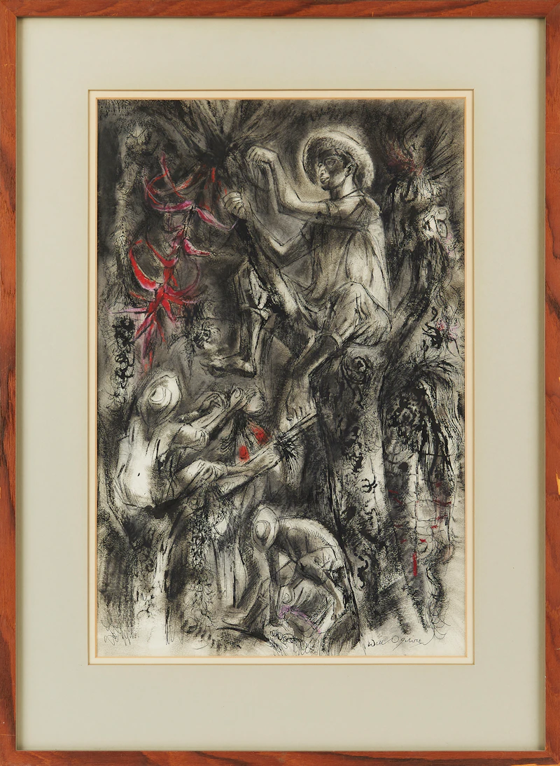 William Abernethy Ogilvie, Gathering Forest Air Plants, Mexico, pencil, 1972 - view 2