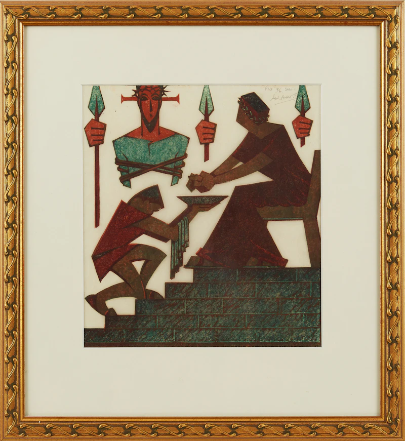Sybil Andrews, Pilate: Station I, colour linocut - view 2