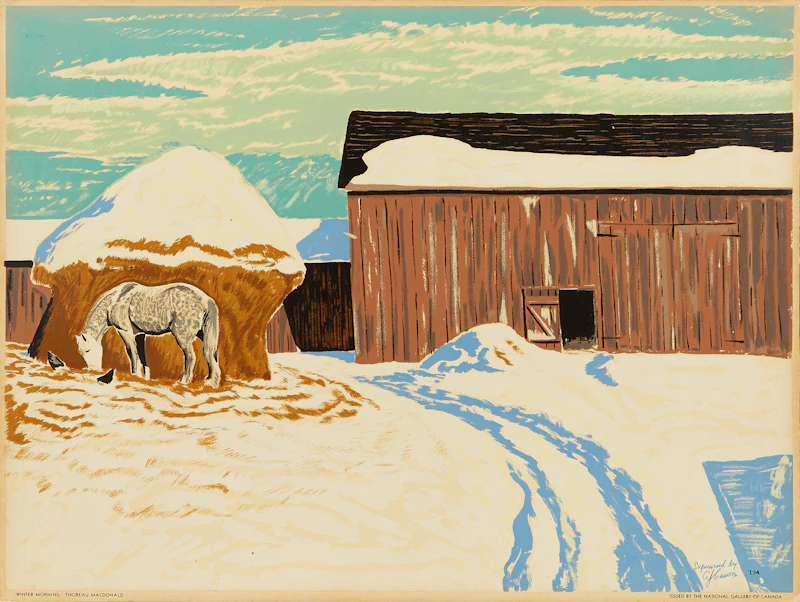 Arthur John Ensor, Thoreau MacDonald, Sarah Robertson, Albert Edward Cloutier, Summer’s Store; Winter Morning; Ice Cutting; Sugar Time- Quebec, Set of 4 Sampson Matthews Silkscreens - view 3