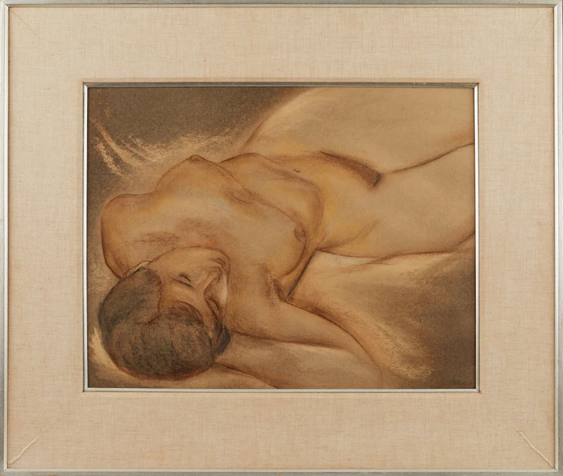Louis Muhlstock, Reclining Nude, conté drawing - view 2