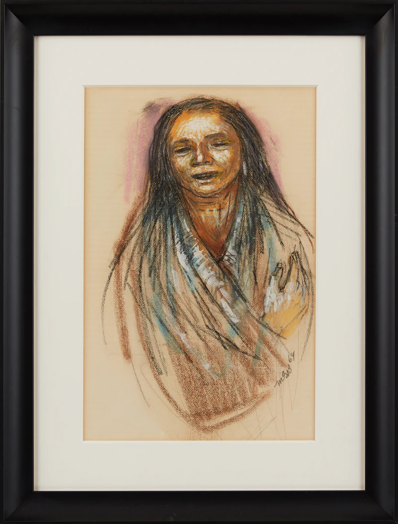 Miller Gore Brittain, Portrait de jeune femme, mixed media on paper, 1964 - view 2