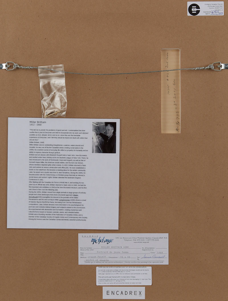 Miller Gore Brittain, Portrait de jeune femme, mixed media on paper, 1964 - view 3