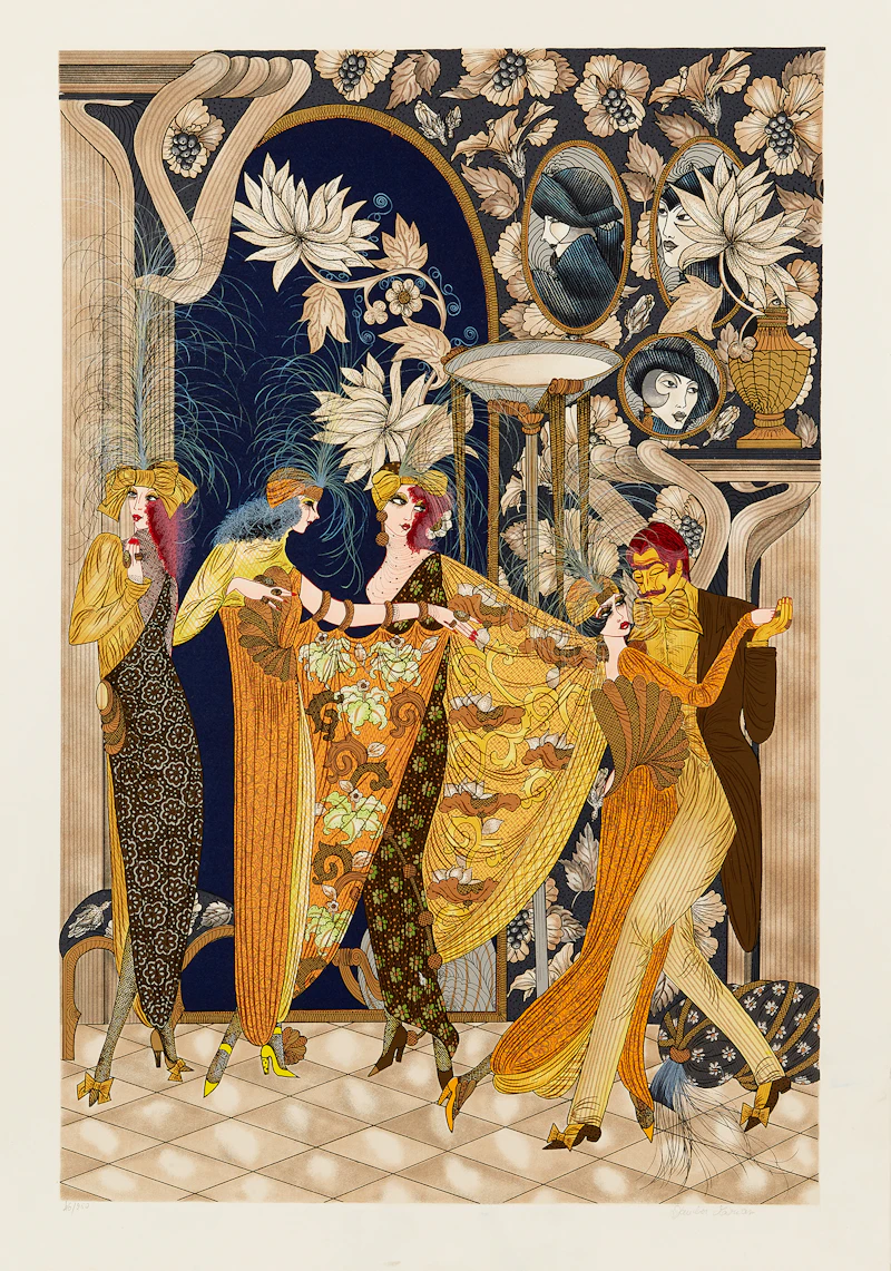 Unknown 20th Century Artist, Art Nouveau Party Scene, coloured print - view 2