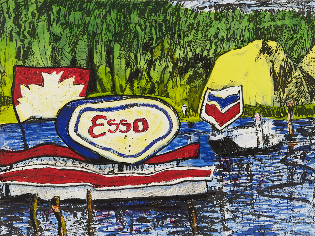 Tiko Kerr, Esso, lithograph with hand colouring, 1996