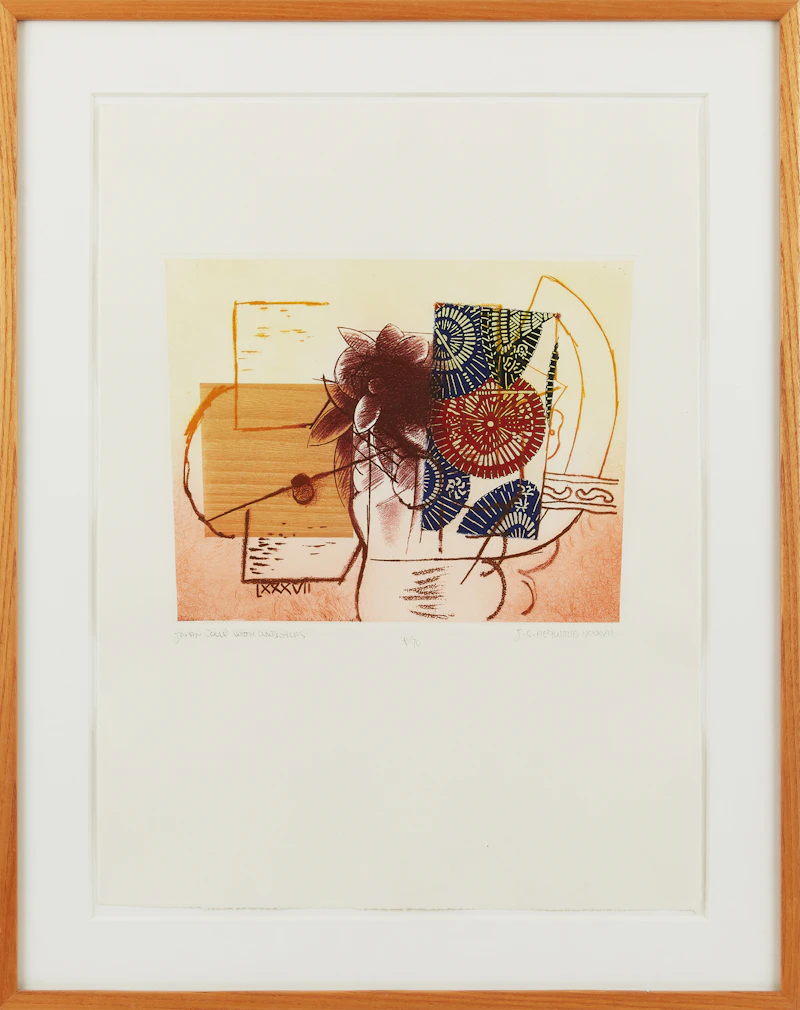 Carl Heywood, Japan Collé with Umbrellas , etching with chine colle - view 2
