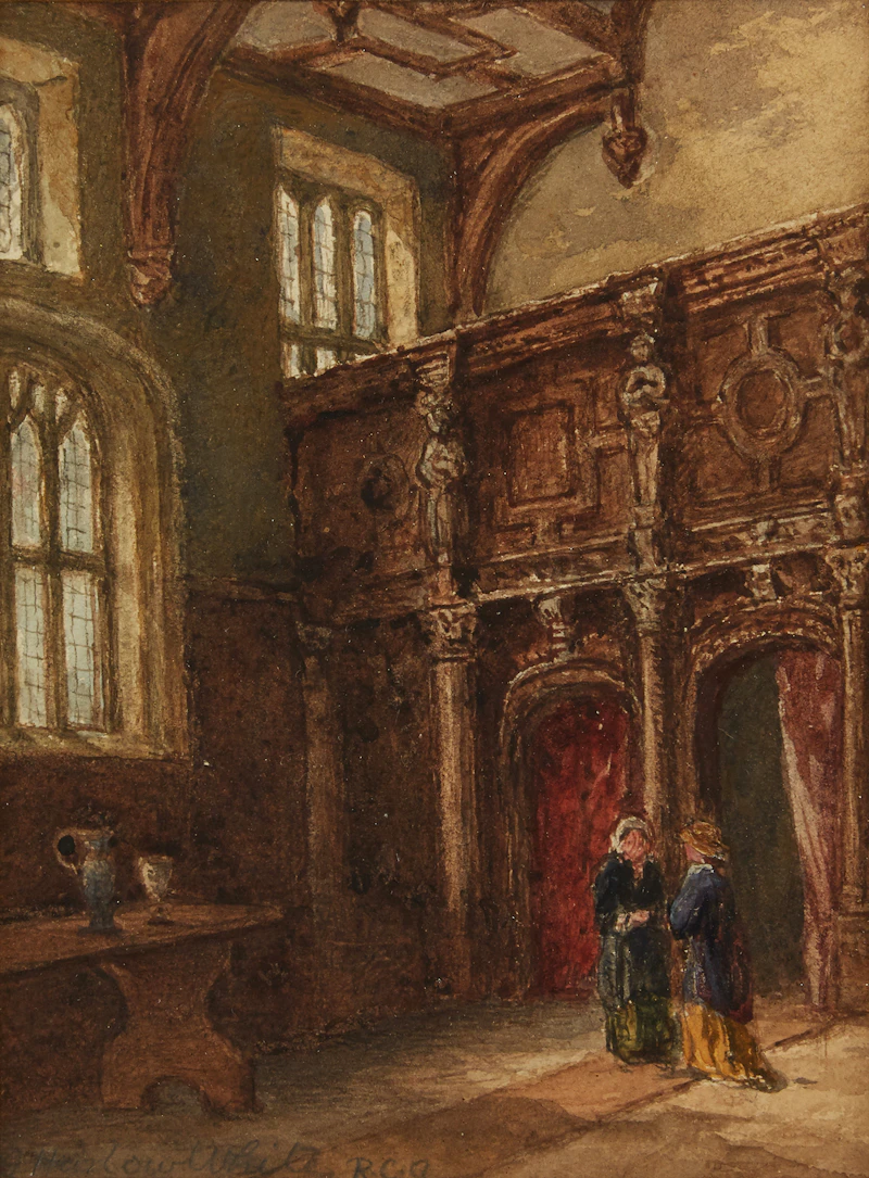 George Harlow White, Charter House; Exterior, Charter House; Angling in the Afternoon, three watercolours - view 3