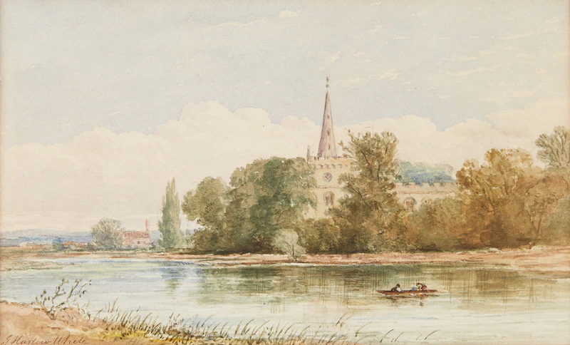 George Harlow White, Charter House; Exterior, Charter House; Angling in the Afternoon, three watercolours - view 8
