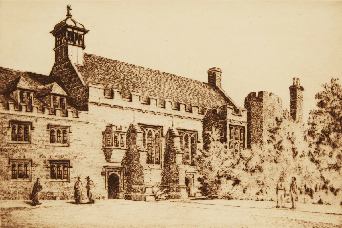 Sybil Andrews, Cambridge (The Dining Hall, Christ’s College), etching