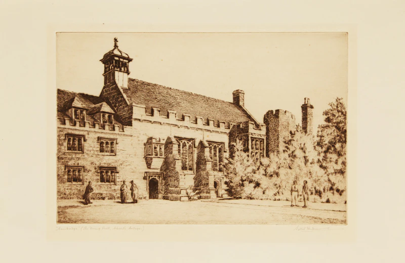 Sybil Andrews, Cambridge (The Dining Hall, Christ’s College), etching - view 2