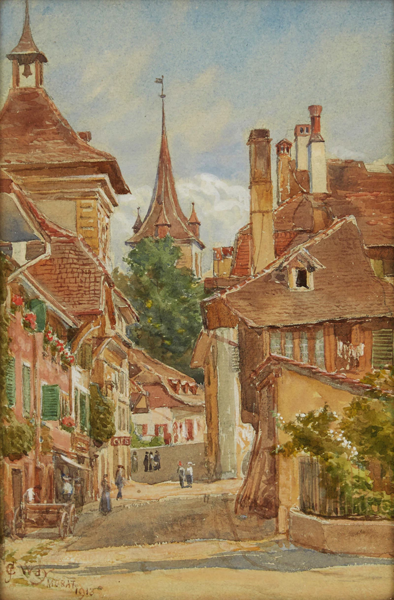 Charles Jones Way, Morat, watercolour, 1913 - view 1