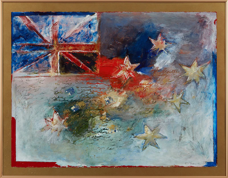 Pat O’Hara, Australia #4 (Flag C), mixed media on paper, 1985 - view 2