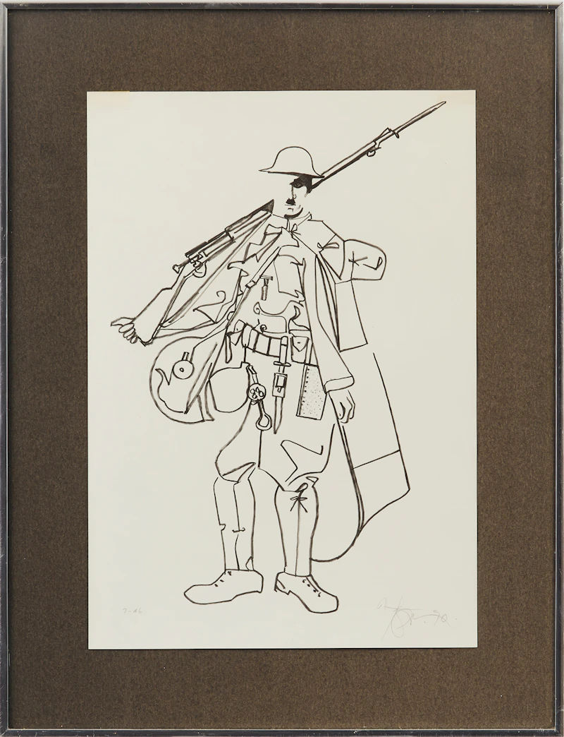 Harold Barling Town, Charlie Chaplin with Shoulder Arms, lithograph, 1970 - view 2