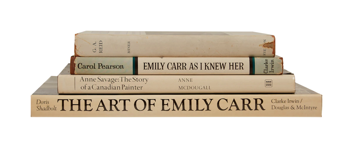 Books and Reference, G.A. Reid: Canadian Artist; Emily Carr As I Knew Her; Anne Savage: The Story of a Canadian Painter; The Art of Emily Carr, four books
