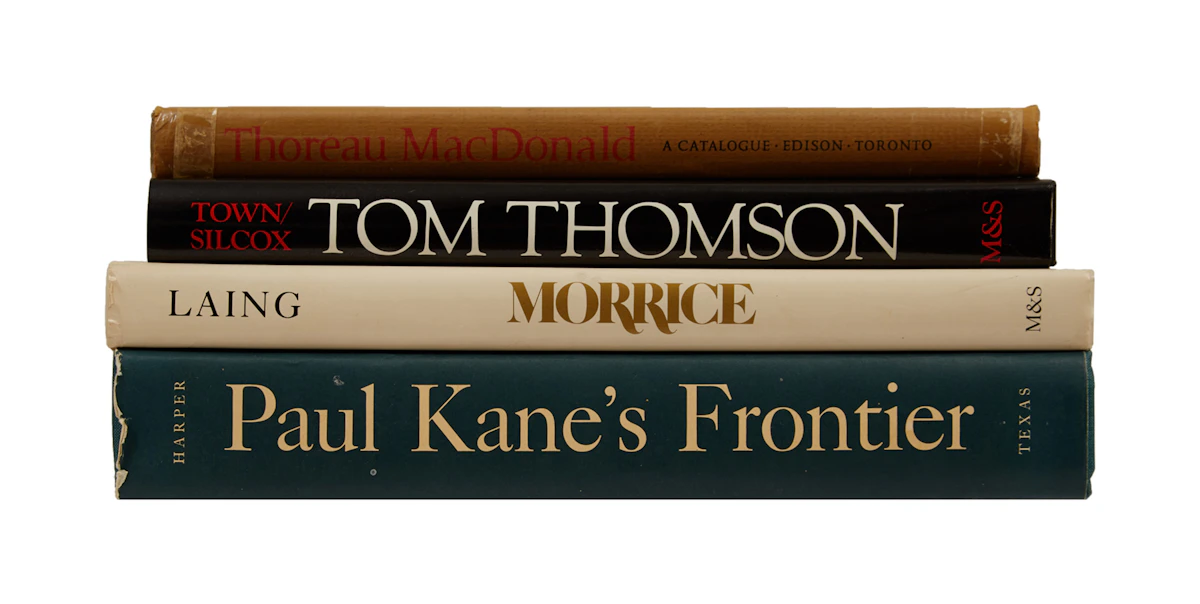 Books and Reference, Paul Kane’s Frontier; Tom Thomson: The Silence and the Storm; Morrice: A Great Canadian Artist Rediscovered; Thoreau MacDonald: A Catalogue of Design and Illustration, four books