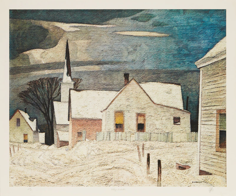 Alfred Joseph Casson, Poplar Grove; Village in Winter; Sunlit Hill, three colour serigraphs - view 4