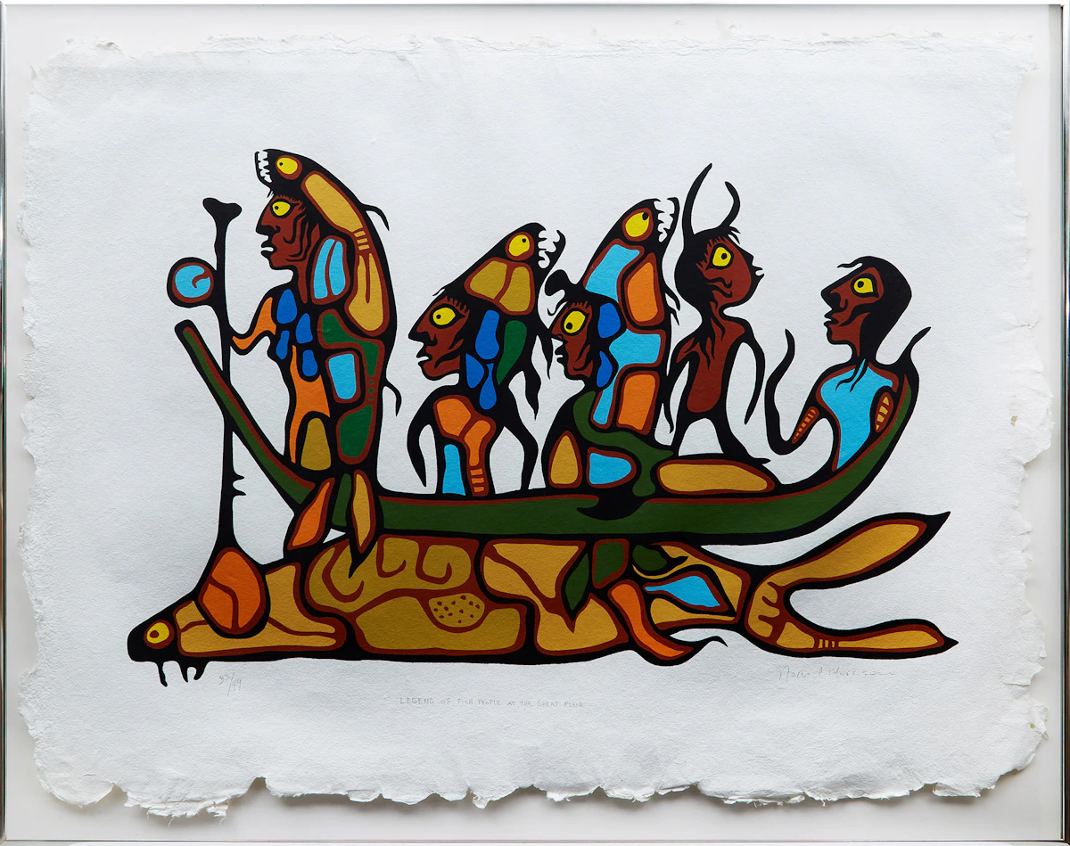 Norval Morrisseau, The Legend of the Fish People at the Great Flood, silkscreen