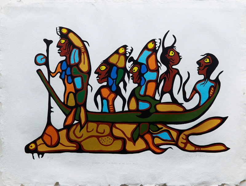 Norval Morrisseau, The Legend of the Fish People at the Great Flood, silkscreen - view 2