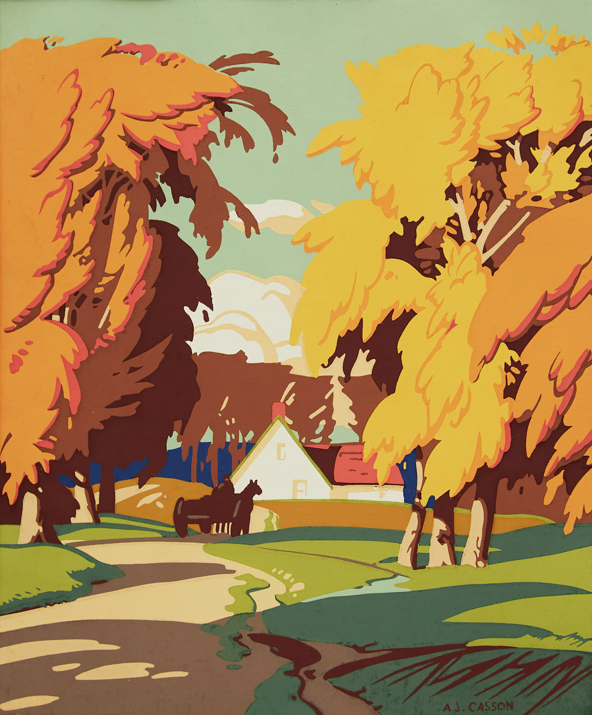 Alfred Joseph Casson, Autumn Landscape, colour silkscreen