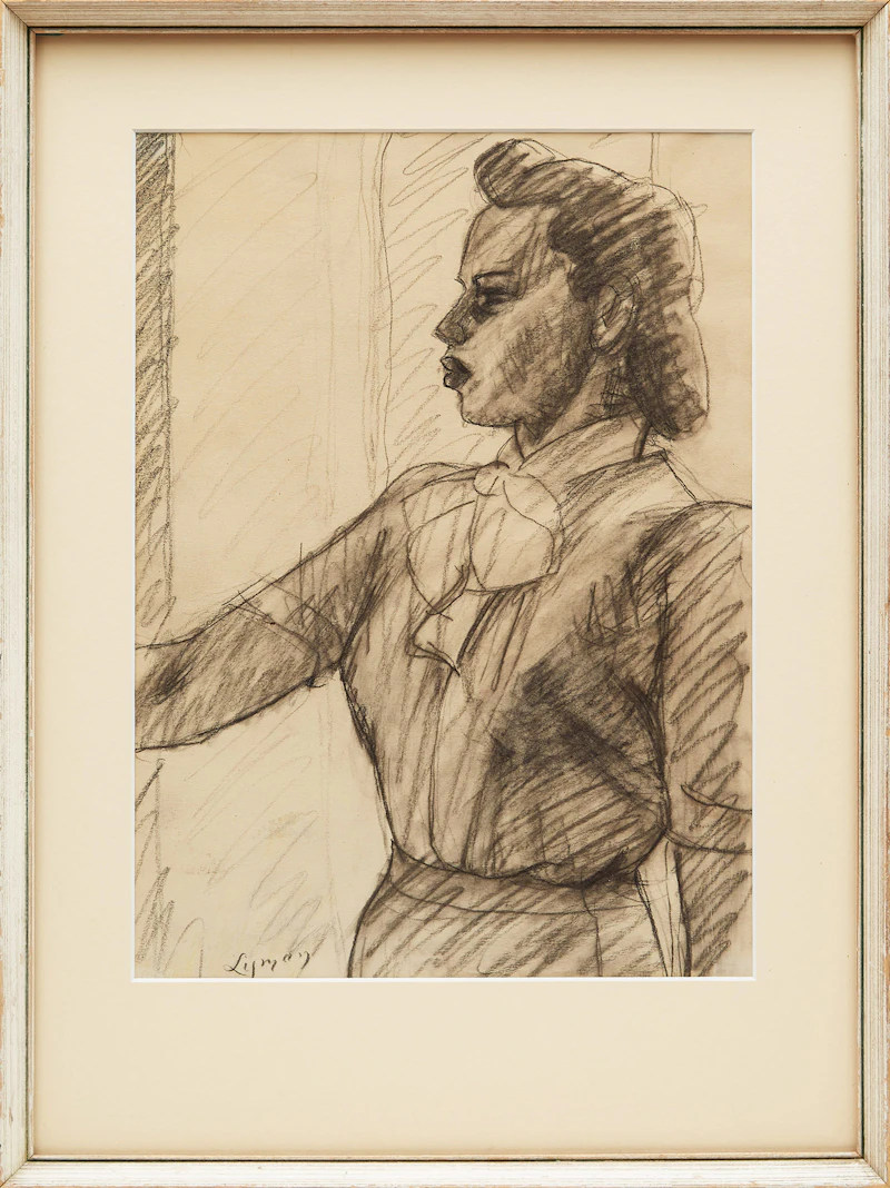 John Goodwin Lyman, Profile of a Woman, charcoal on paper - view 2