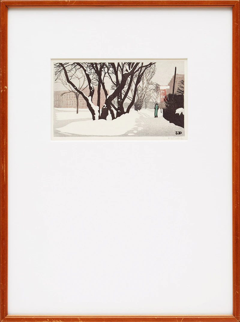 Walter Joseph Phillips, Our Street in Winnipeg, colour woodcut - view 2