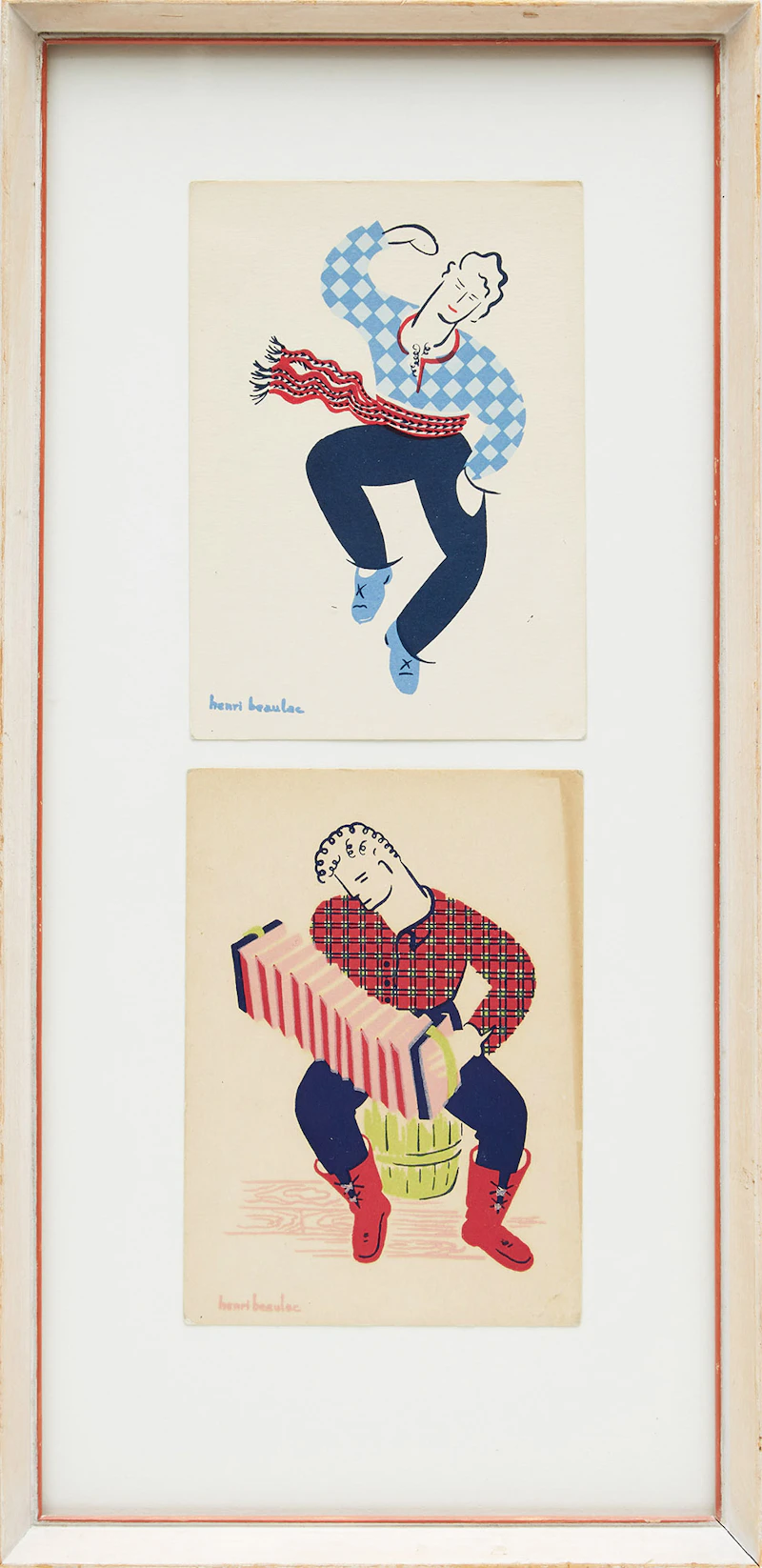 Henri Beaulac, Quebecois in Music and Dance (L’accordéoniste et Le gigueur), colour serigraph - view 2