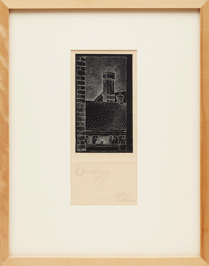 Lionel LeMoine FitzGerald, Arts Building, University of Manitoba, linocut, 1941 - view 2