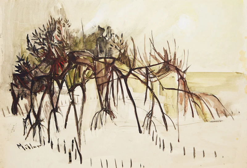 Alexander Samuel Millar, Coastal Landscape with Sumac; Trees at Water’s Edge; Pink Landscape with Sumac; Abstract Forest