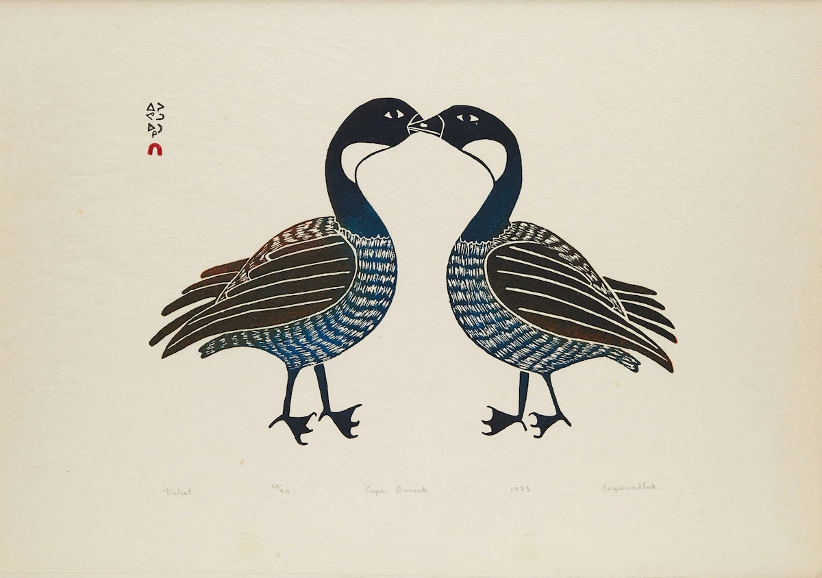 Eegyvudluk Pootoogook, Neleet, stonecut, 1973