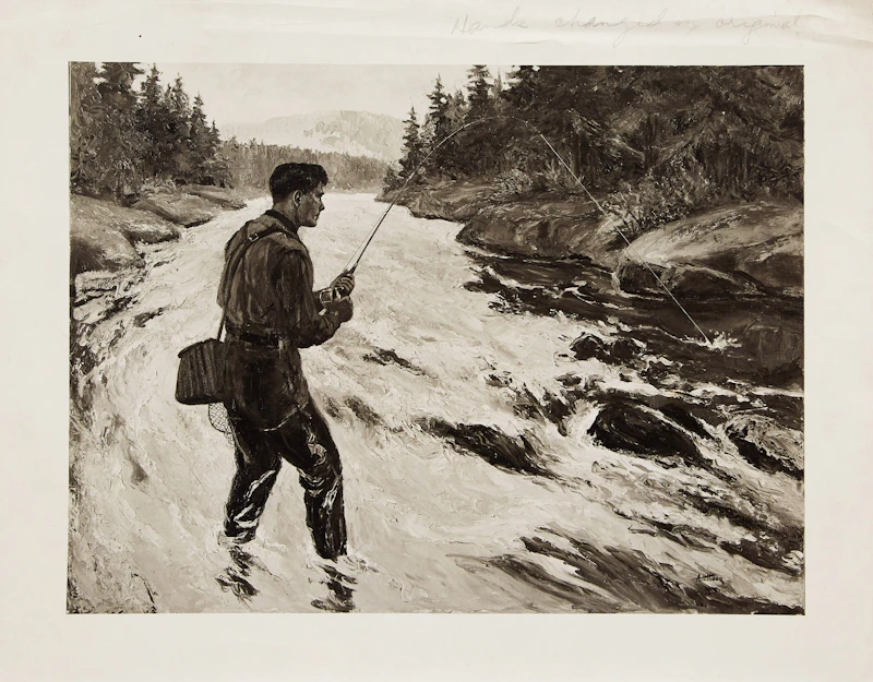 Arthur Henry Hider, Fishing, watercolour and graphite on paper - view 3
