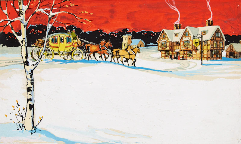 Arthur Henry Hider, An Unexpected Meeting; Dominion Metalic Cartridge; Winter Landscape with Stagecoach