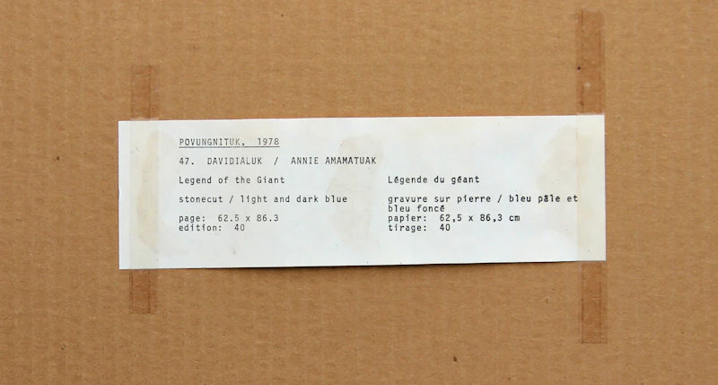 Davidialuk Alasua Amittu, Legend of the Giant, stonecut print, 1978 - view 3