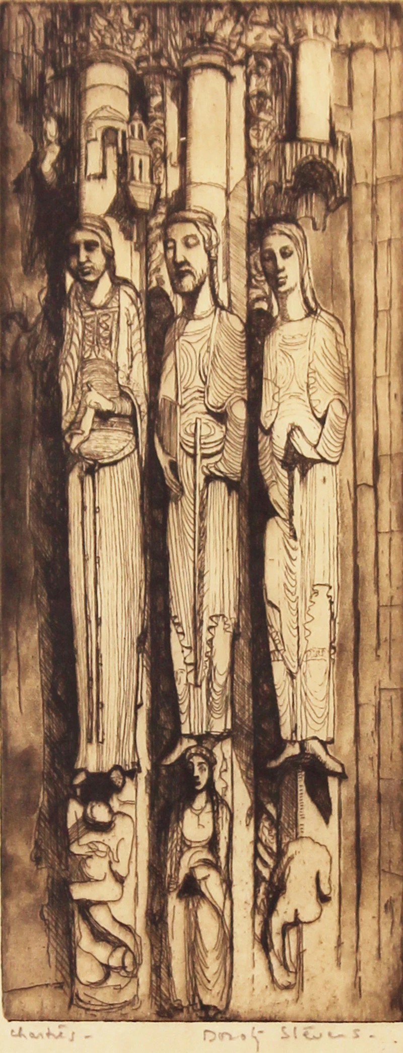 Dorothy Stevens, Chartres, etching - view 1