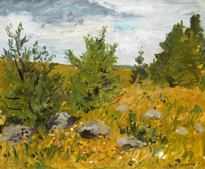 William Goodridge Roberts, Rocky Field Laurentians, oil on masonite - view 2