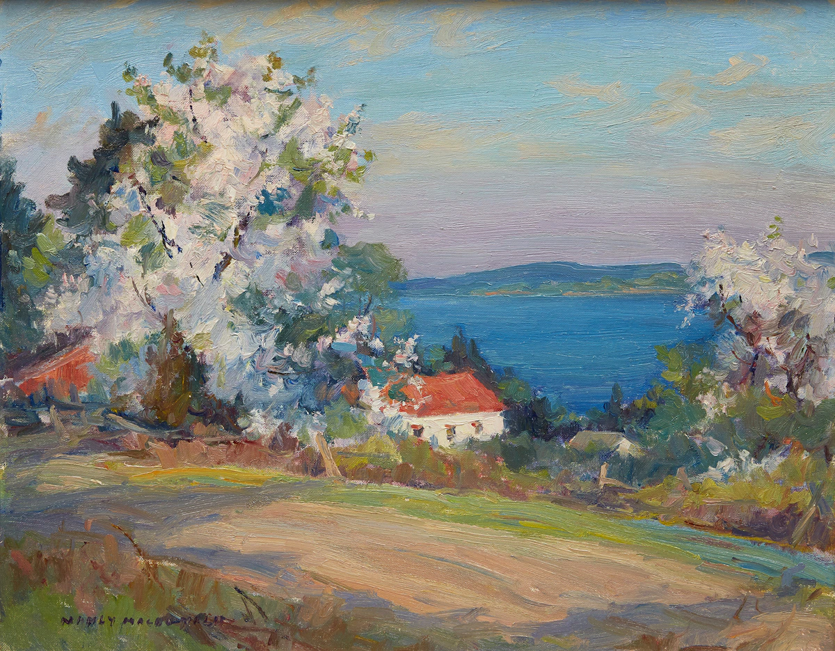 Manly Edward MacDonald, Blossoms, Hay Bay, oil on canvas board