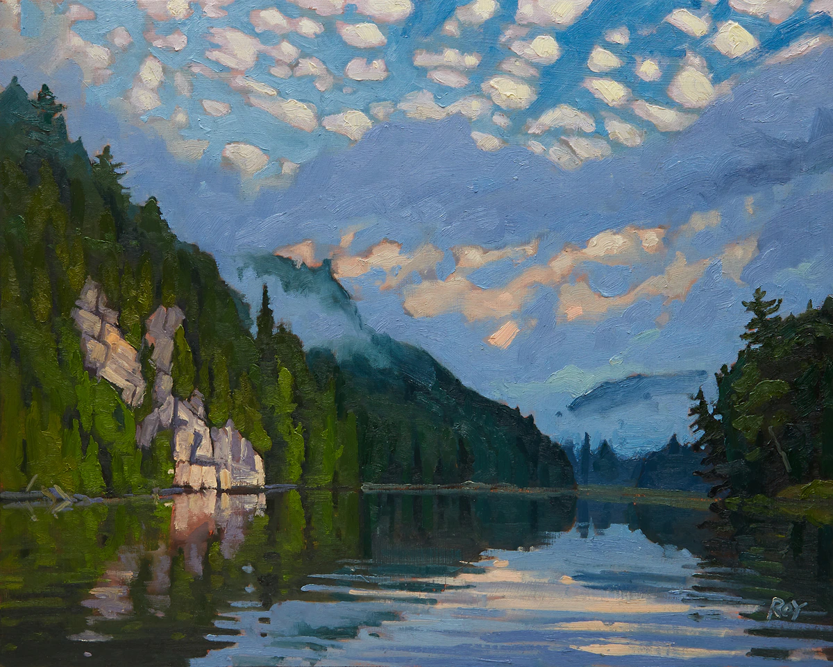 Rejean Roy, Cliff Lake, oil on panel