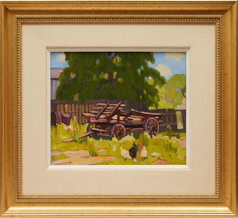 Peter Clapham Sheppard, Cart with Chickens, oil on board - view 2
